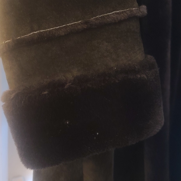 Express, Elegant Black Long Suede Coat, Size Large - Picture 10 of 13